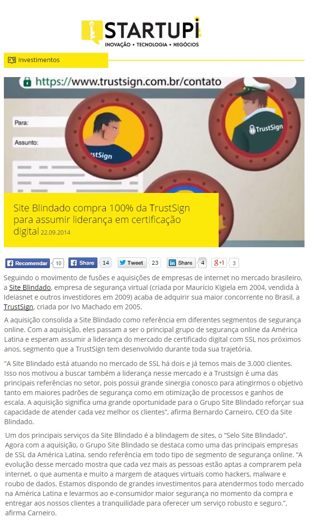 Site Blindado no StartupI (IG) - 23.09.2014