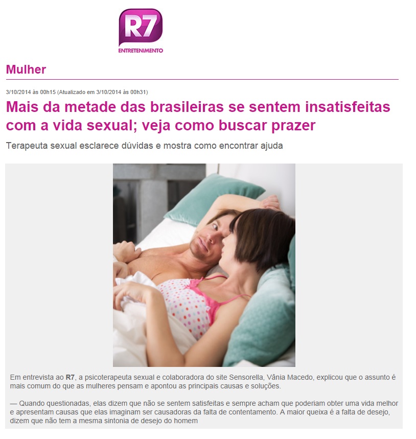 Sensorella no Portal R7 - 03.10.2014