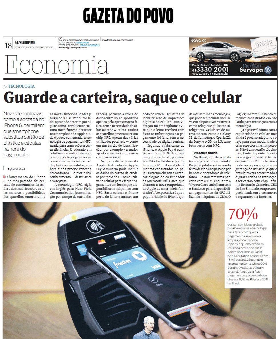 Site Blindado no Jornal Correio do Povo 12.10.2014