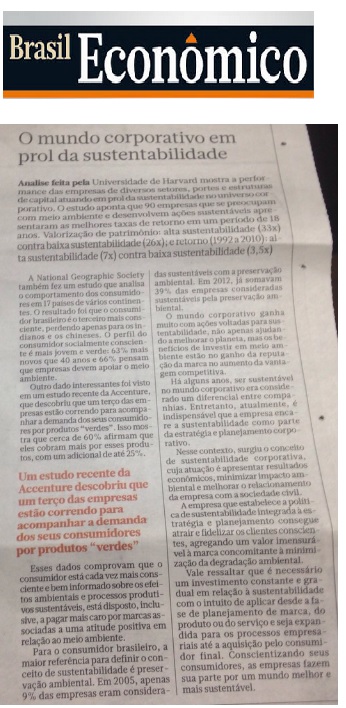 Site Sustentável no Jornal Brasil Econômico 17.10.2014