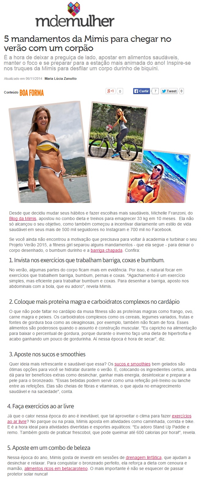 Blog da Mimis na Boa Forma Online / MdeMulher