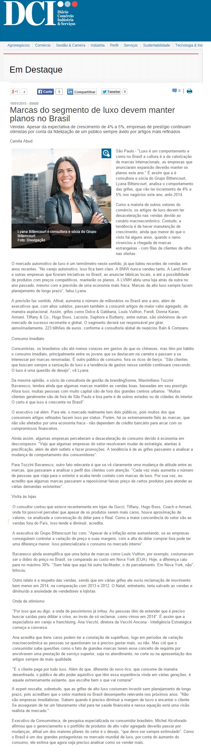 Consumoteca no Jornal DCI - 19.01.2015