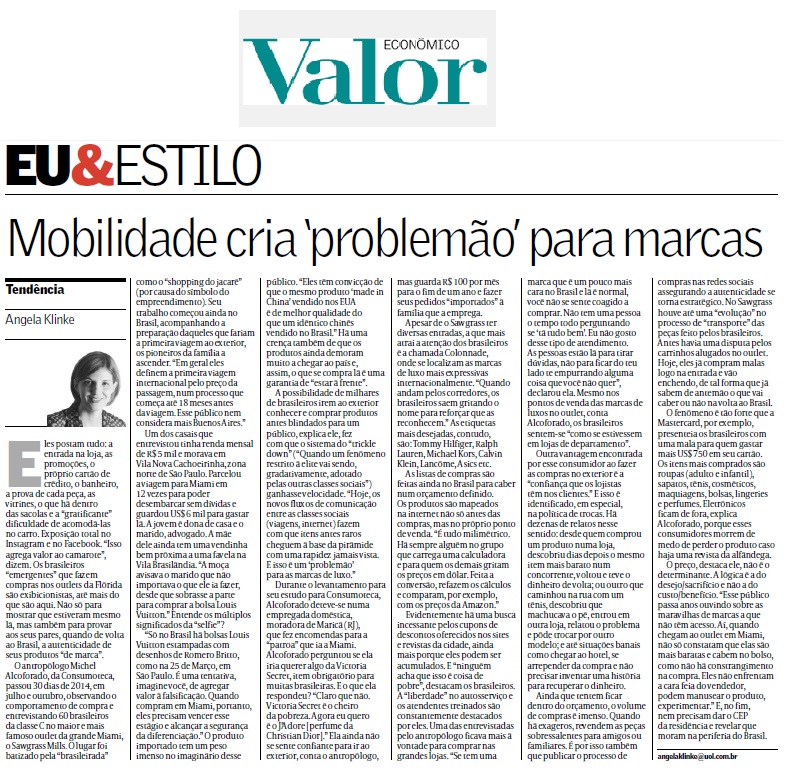 Consumoteca no Jornal Valor Econômico - 14.01.2015