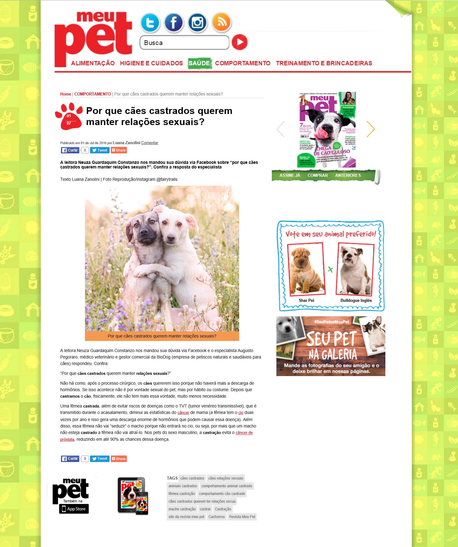 BioDog no site da Meu Pet 01 JuLho. 2016_Castração
