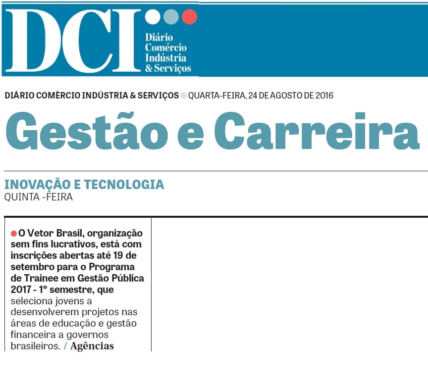 Vetor Brasil no Jornal DCI _ 24.08.2016