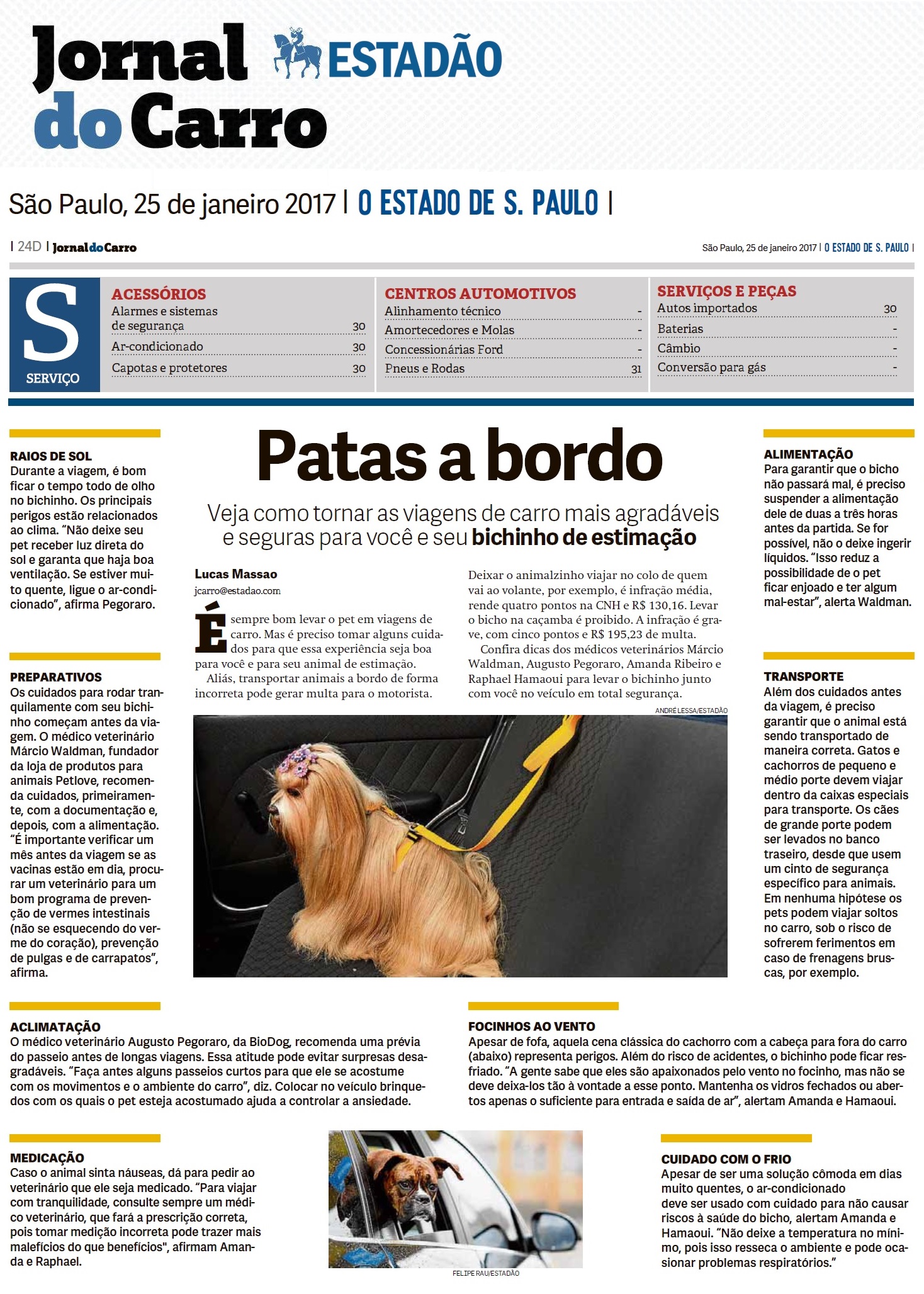 BIODOG NO JORNAL IMPRESSO ESTADÃO - JORNAL DO CARRO - 25.01.2017